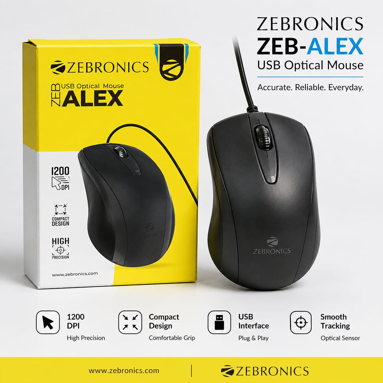 Zebronics ZEB-ALEX USB Optical Mouse 