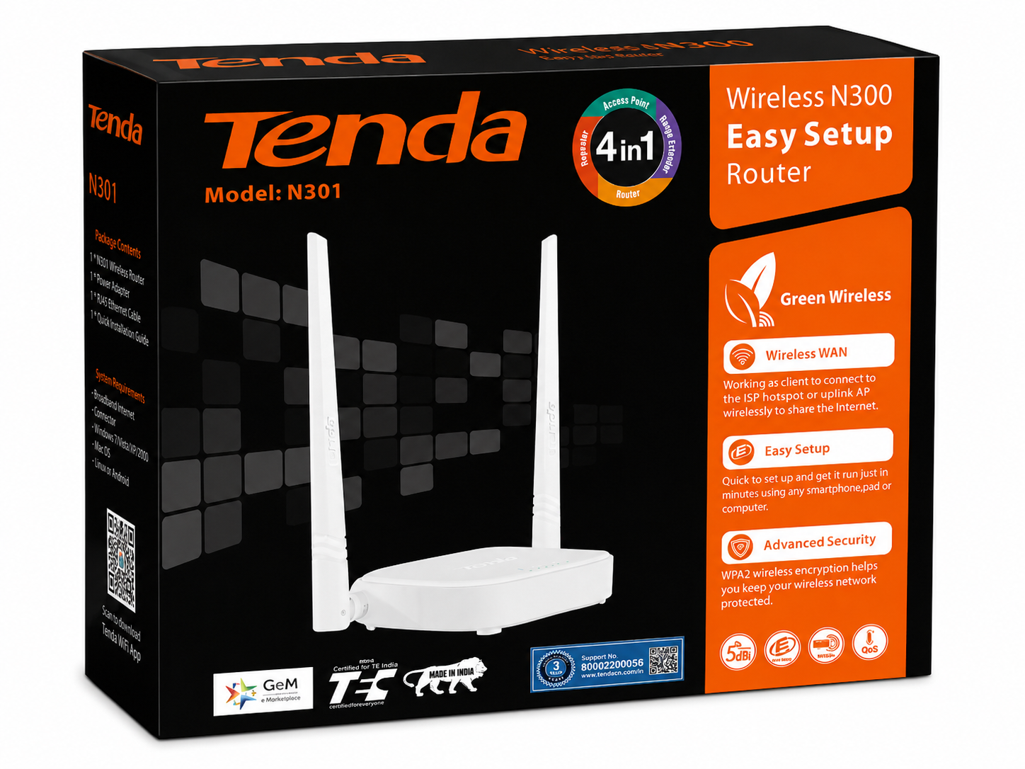 Tenda N301 Wireless N300 Easy Setup Router