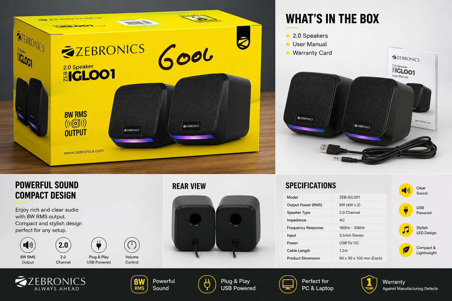 Zebronics ZEB-IGLOO1 2.0 USB Multimedia Speakers